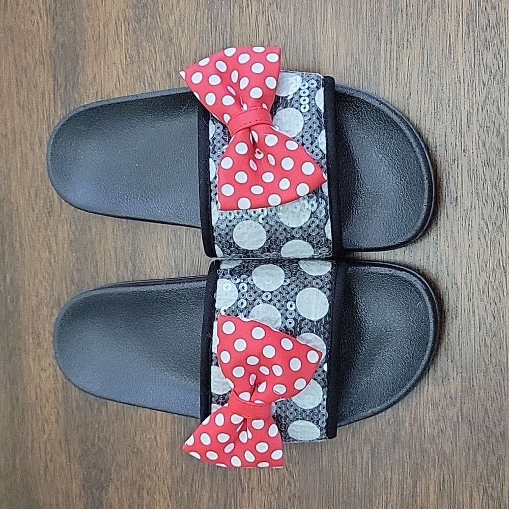 Minnie Mouse Womens Slides with Bows